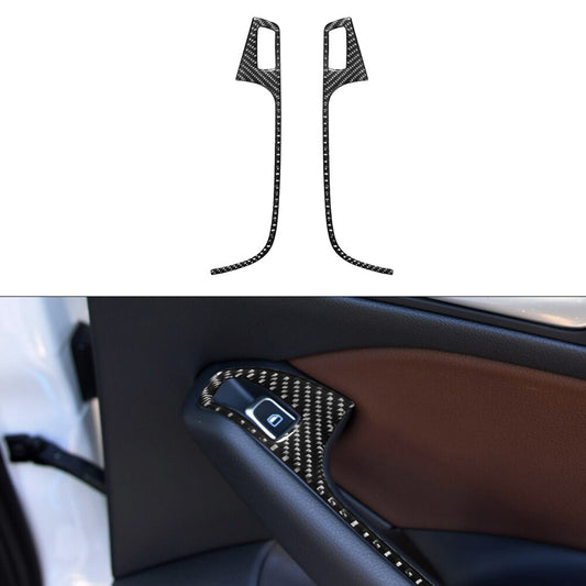 2Pcs Rear Window Lift Button Trim Cover Decor Carbon Fiber for Audi Q5 2009-2017