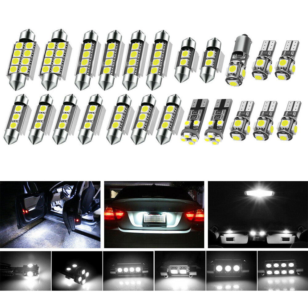 23PCS Auto Interior LED Light Dome License Plate Mixed Lamp Bulbs Set