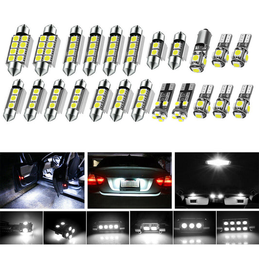 23PCS Auto Interior LED Light Dome License Plate Mixed Lamp Bulbs Set