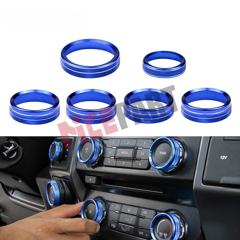 6a Air Condition Audio Switch Knob Trim Cover blue for Ford F150 Accessories