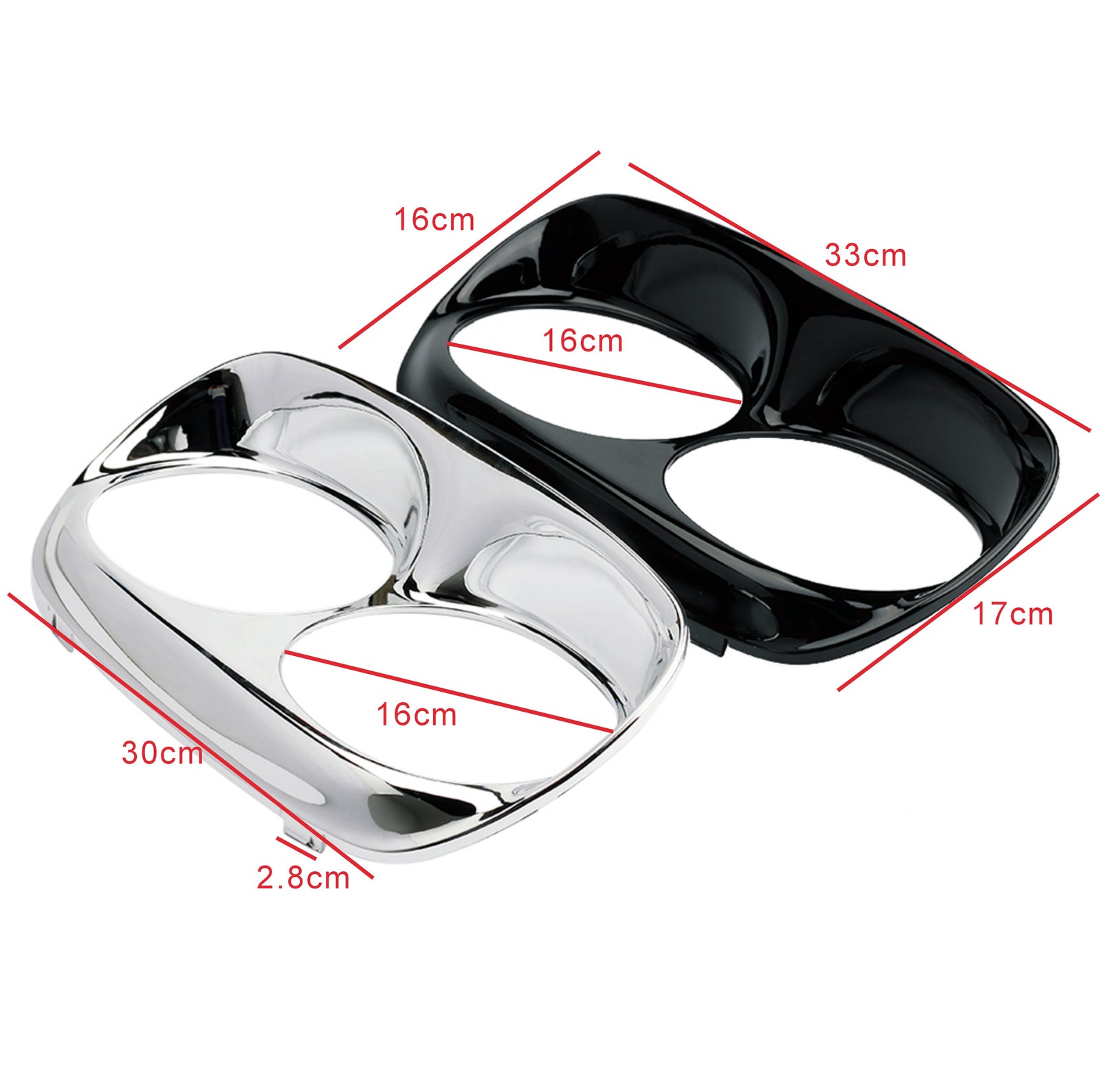Headlight trim bezel cover fairing for Harley Road Glide 1998 - 2013, gloss black.