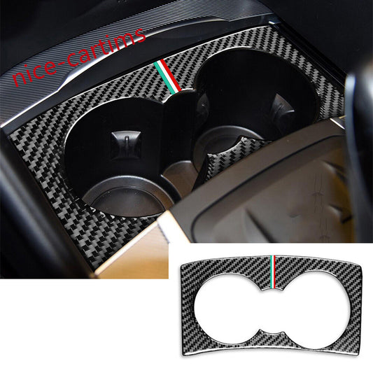 Carbon Fiber Interior Water Cup Holder Panel Cover for Alfa Romeo Giulia 2017-19