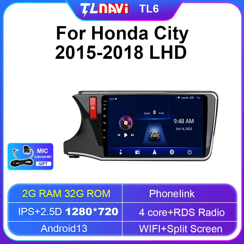 for Honda City LHD/RHD 2015-2018 GPS for Navigator Car Radio Audio Multimedia Player