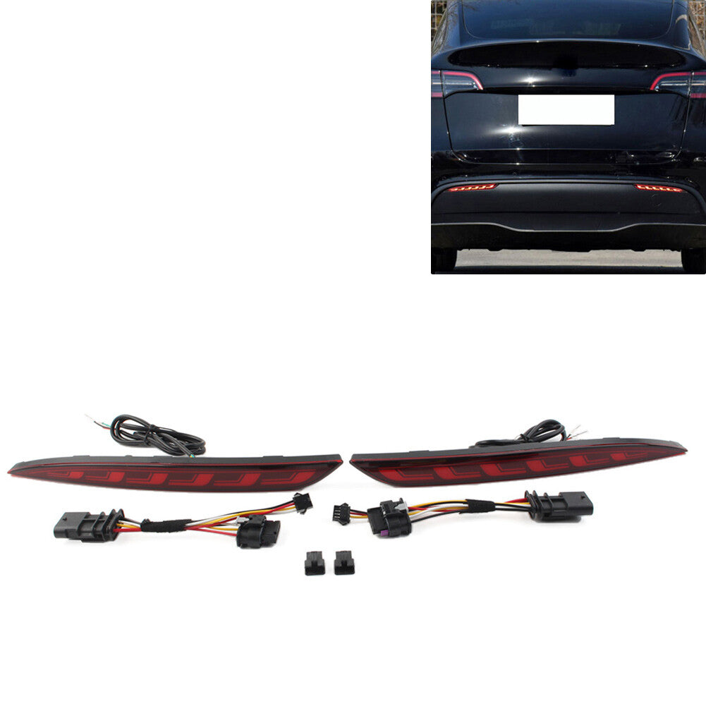 Rear Brake Light Dynamic Turn Signal Lamp Reflector Fit for Tesla for Model Y 20-22 Red