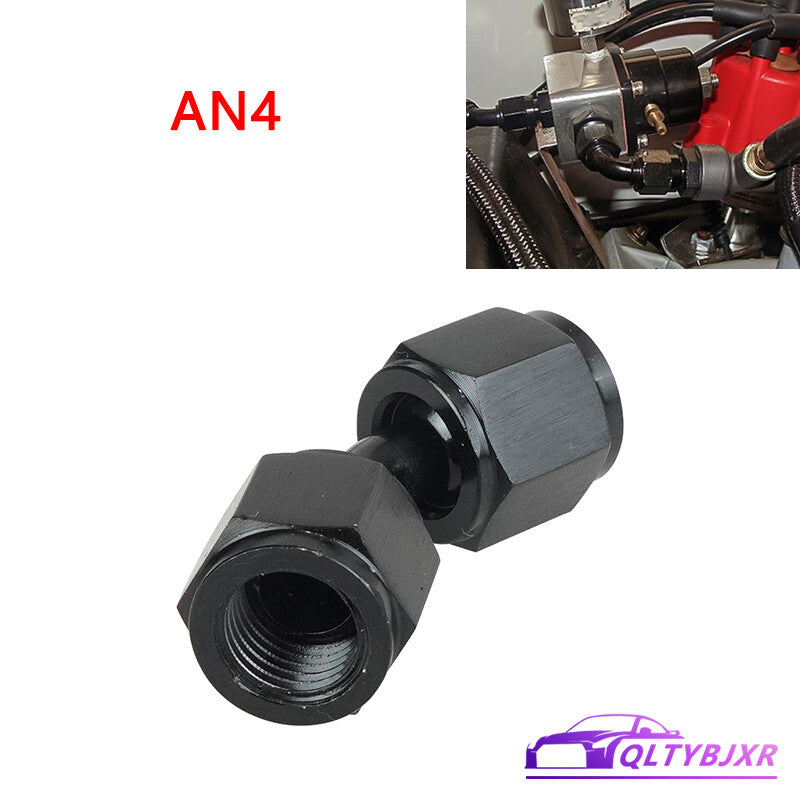 4AN to 4AN Female 45 Degree Swivel Coupler Union Fitting Adapter Aluminum Black