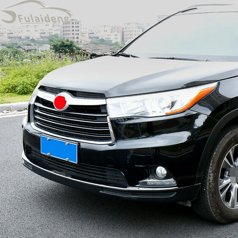2P Front Bumper Grille Guard Chrome Trim Strips for Toyota Highlander 2014-2016