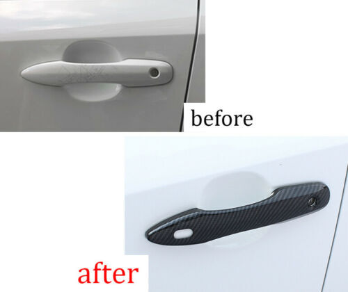 4P for Toyota for Corolla 2019-2023 Carbon Fiber Door Handle Cover Trim W/ for Smart Hole