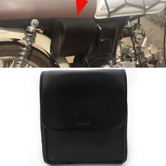 1x Motorcycle Saddle Luggage Pu Leather Side Tool Bag Storage Universal Black