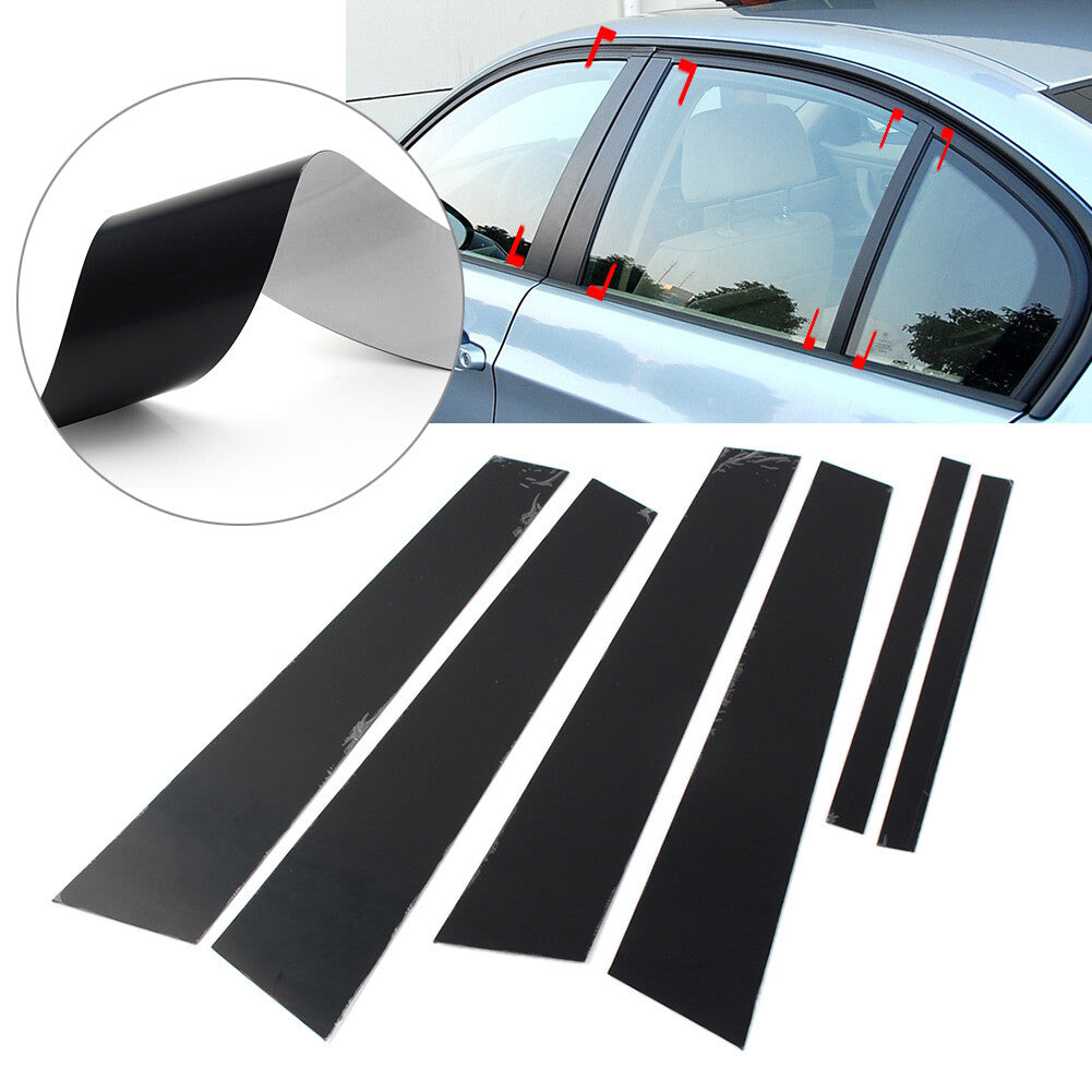 6 Pcs Decoration Cover Trims Bright Black Door Window Pillar Posts for BMW 3