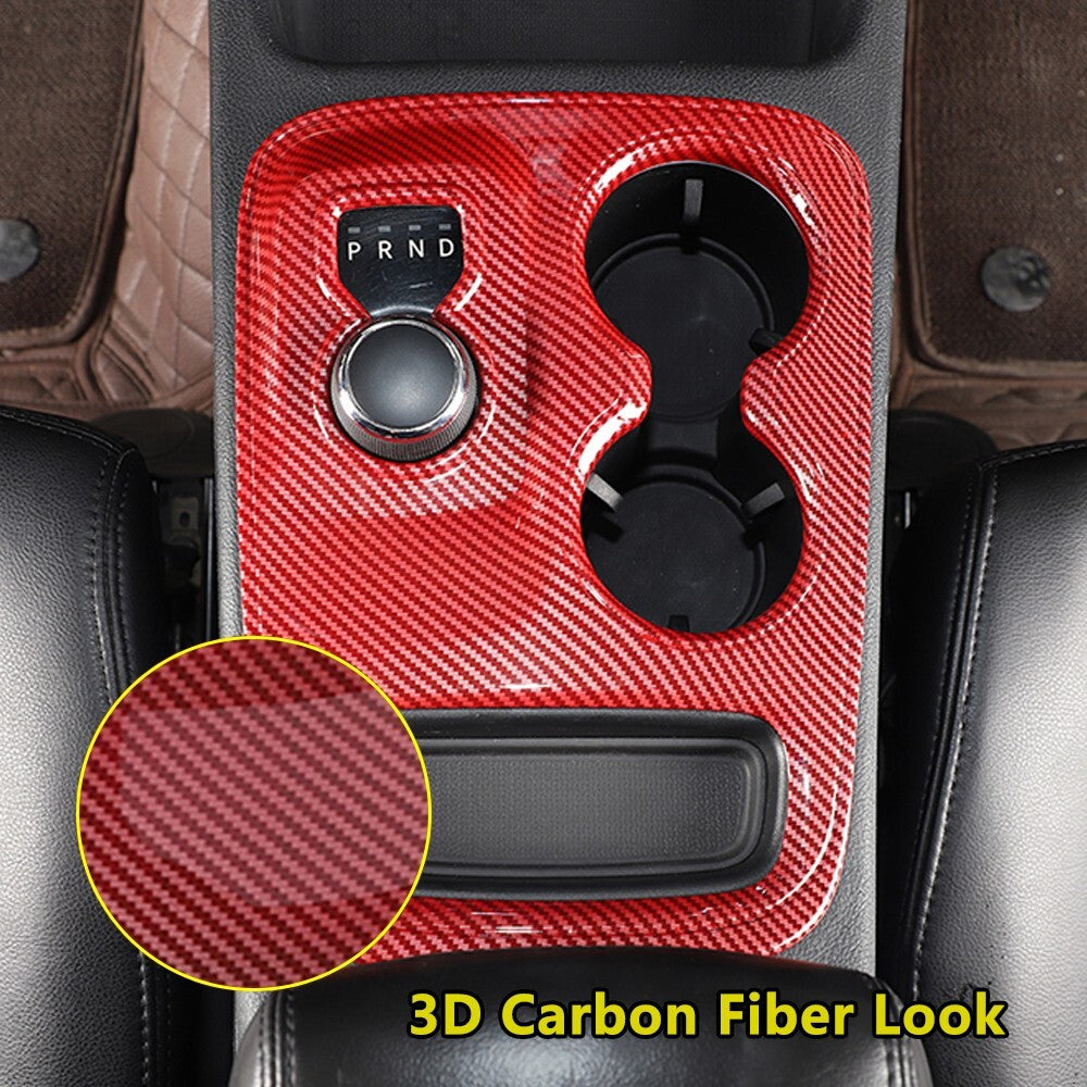 Red Carbon Fiber Central Gear Shift Panel Cover Trim for Dodge Durango 2014-2017