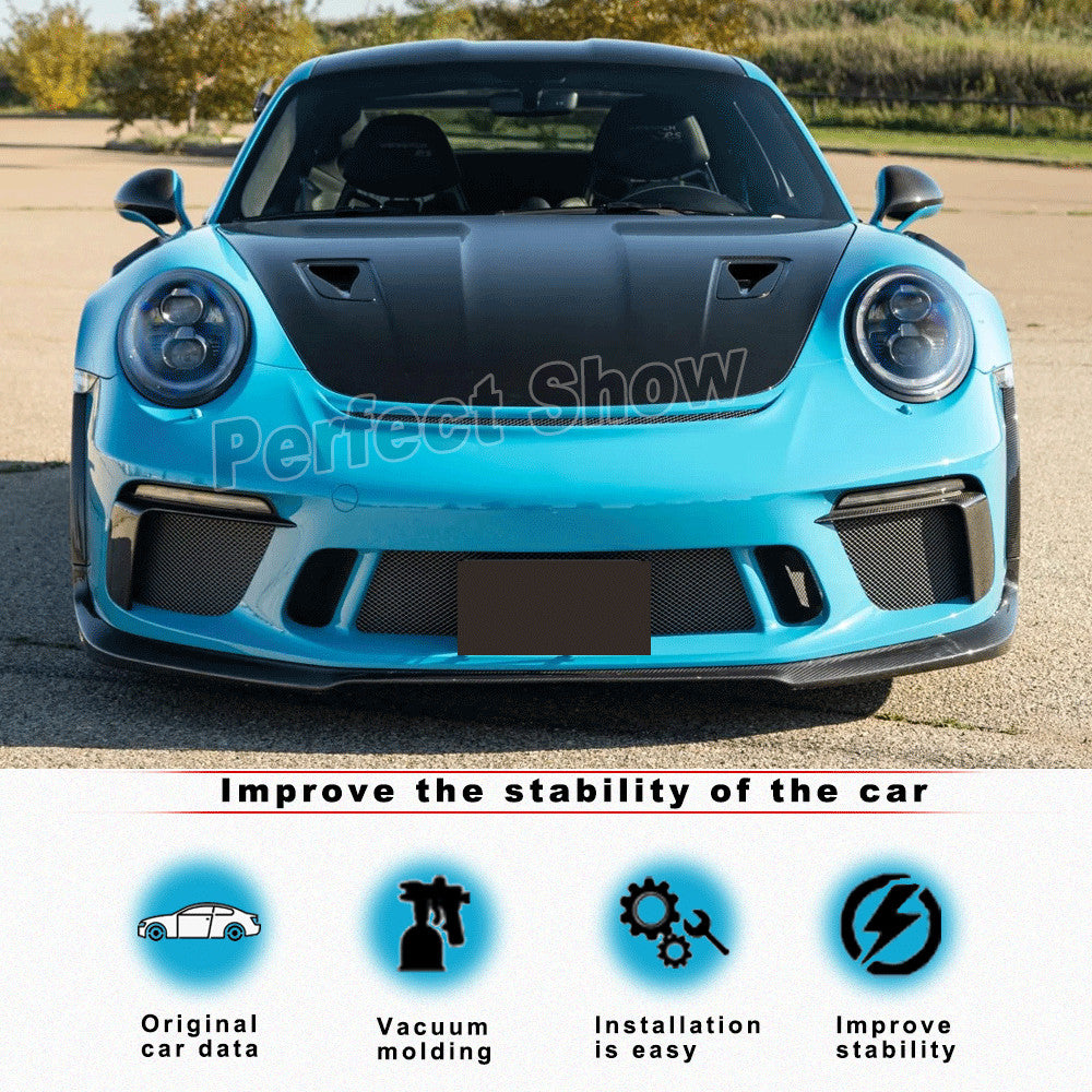 Fit for Porsche 911 GT3 2017-18 Dry Carbon Front Bumper Fins Side Air Vent Cover