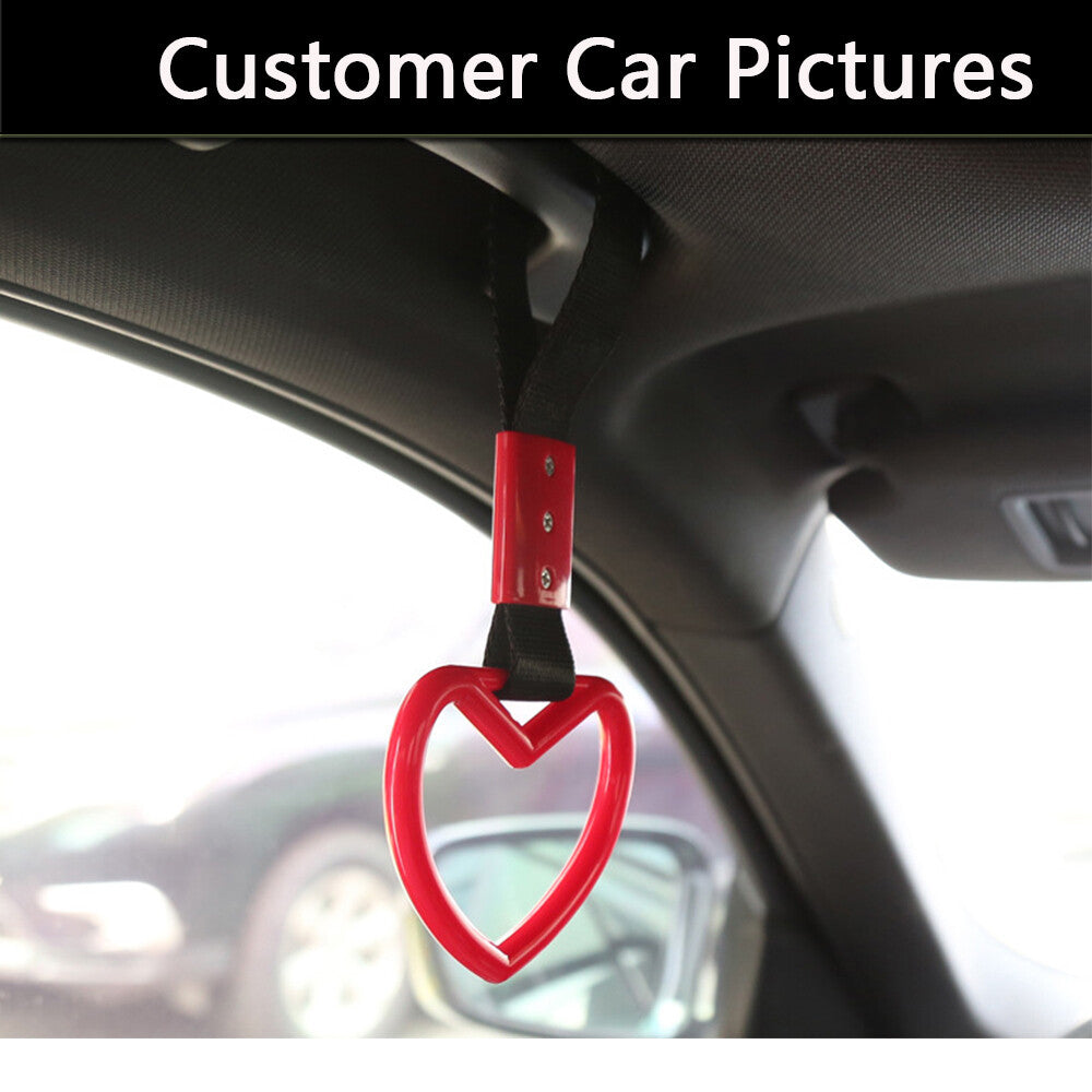1PC Red Heart Ring Subway Train Bus Handle Hand Strap Charm Drift PVC Universal