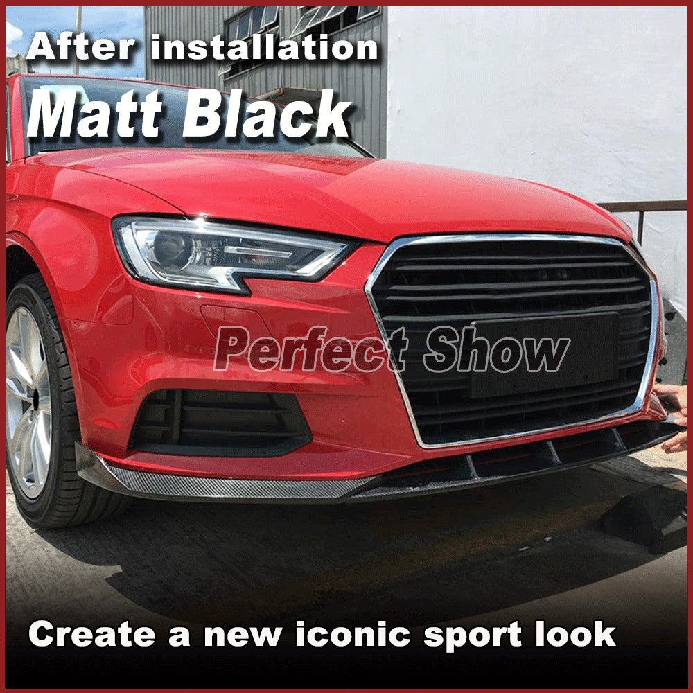 Fit for Audi A3 Sedan 2017-18 Matt Black Front Bumper Chin Lip Spoiler Splitter