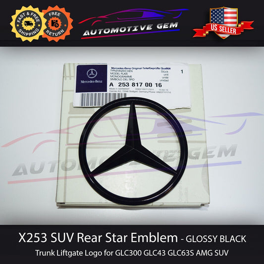 GLOSSY BLACK X253 SUV Star Emblem Rear Trunk Lid Logo Badge AMG GLC300 NEW