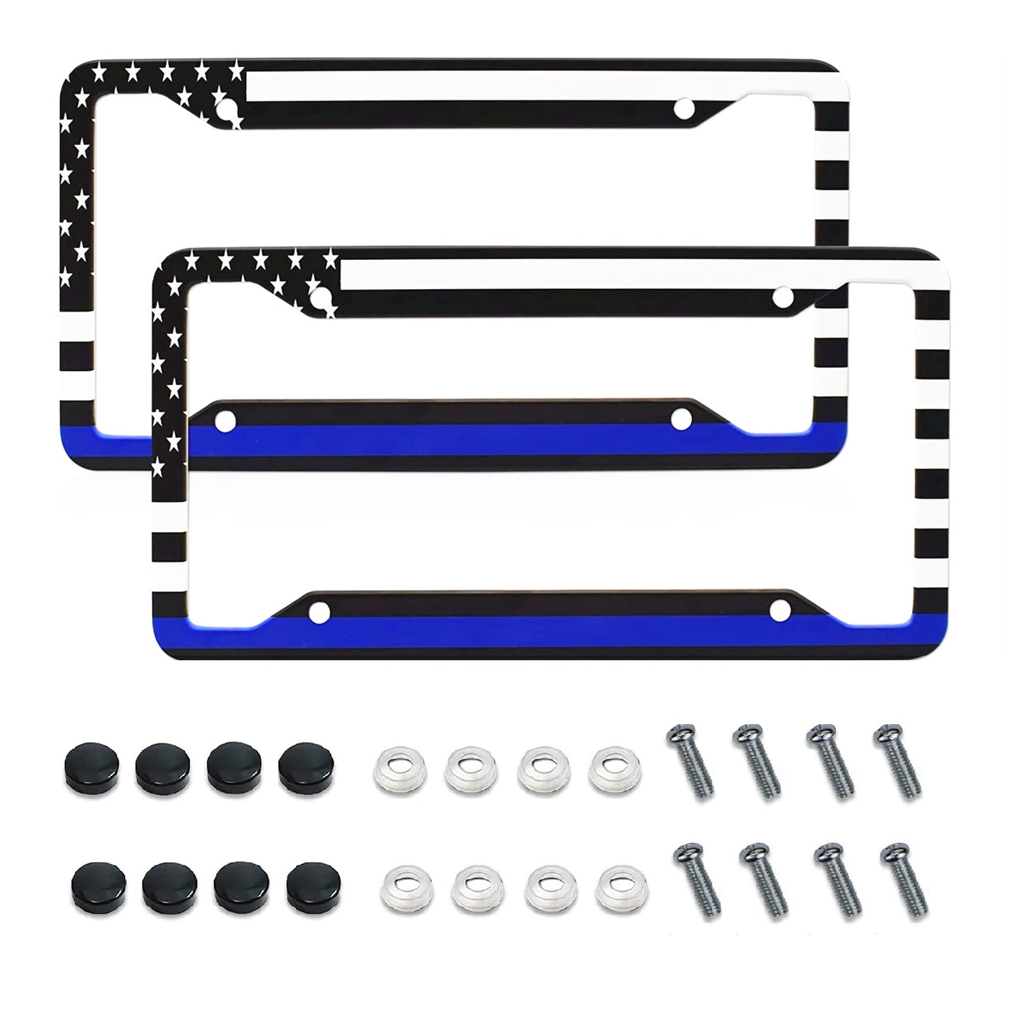 2X For Silverado 1500 US Flag Patriotic Car License Plate Frame Front Rear Cover