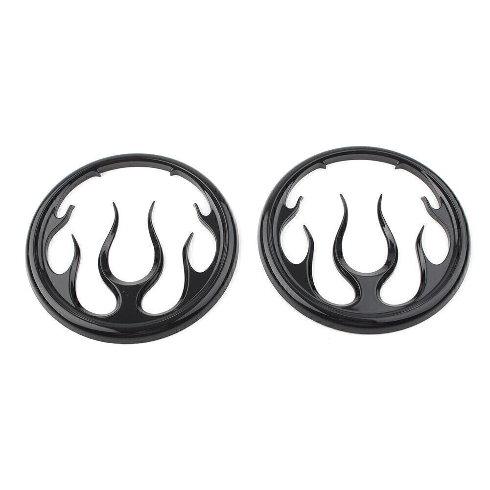 Black Flame Speaker Grill Accent Trim Cover for Harley Electra Street Glide Tri