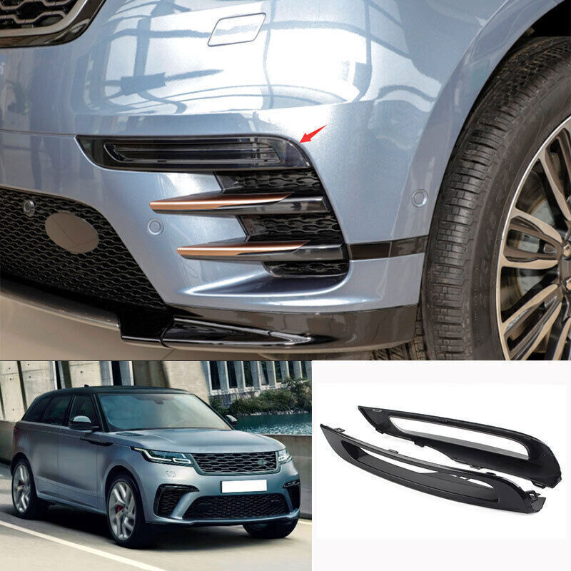for Range Rover Velar 2018-2023 Gloss Black Front Bumper Fog Light Cover Trim 2X