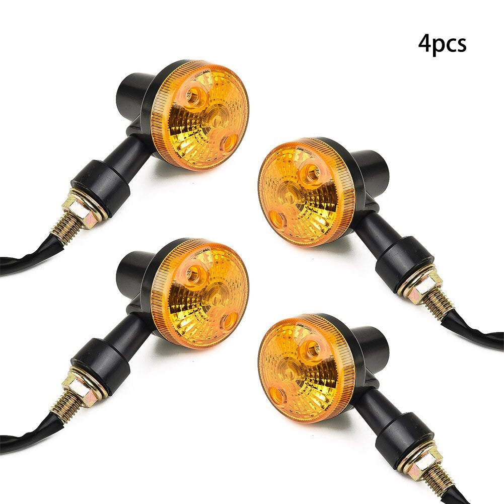 4pcs Indicator Lamp 12V Turn Signal Amber Lens Motorcycle Turn Signal Lights Set