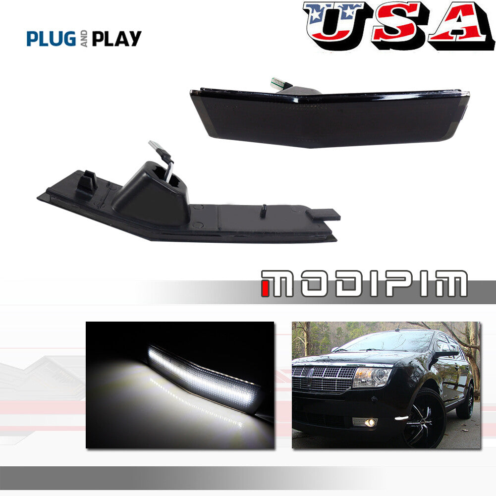 Smoked lens with white LED front marker light for 2007-2010 for Lincoln MKX