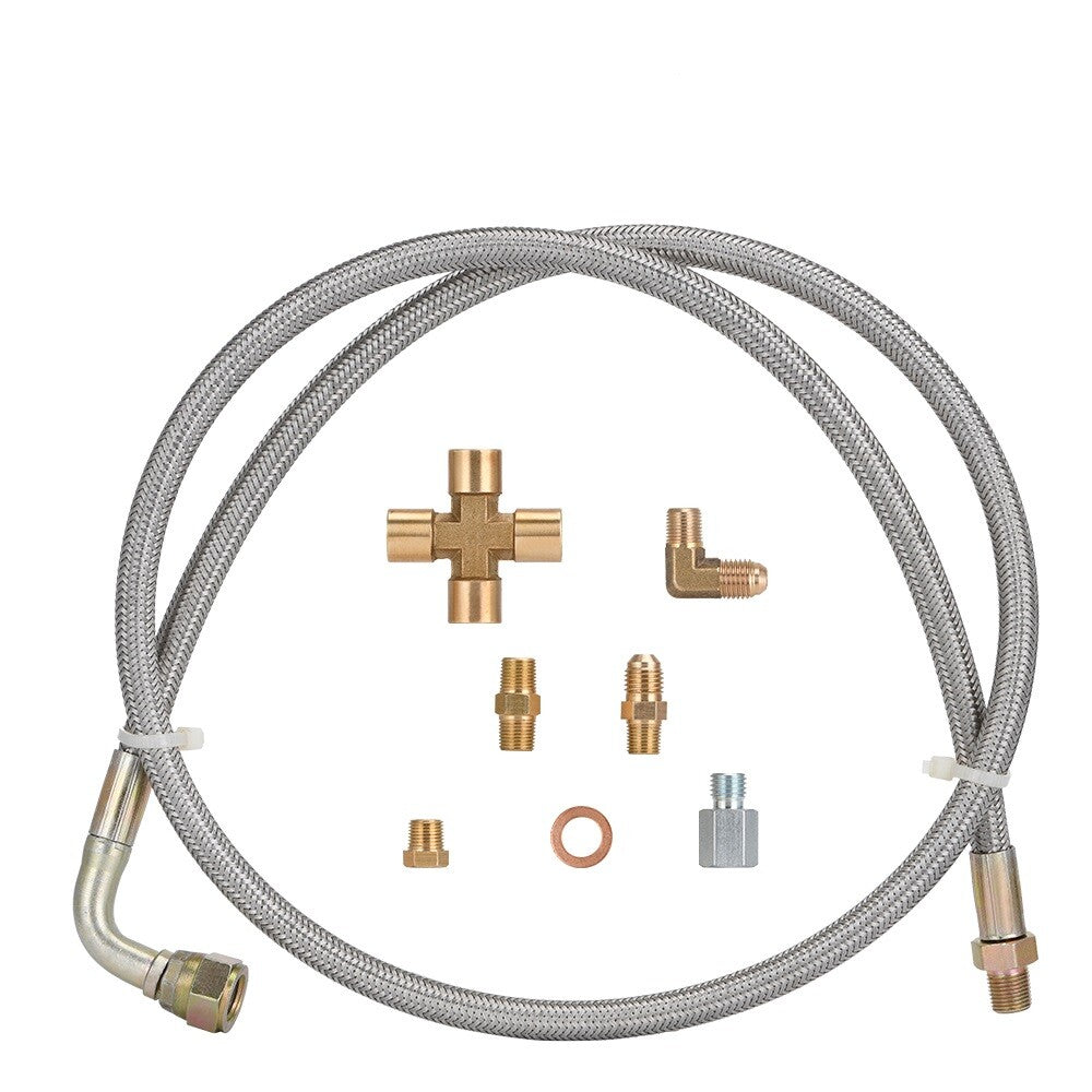Turbo Oil Feed Line Kit 1/8 NPT AN4 For T3 T4 T04E T60 T70 GT35 GT45 Oil Return