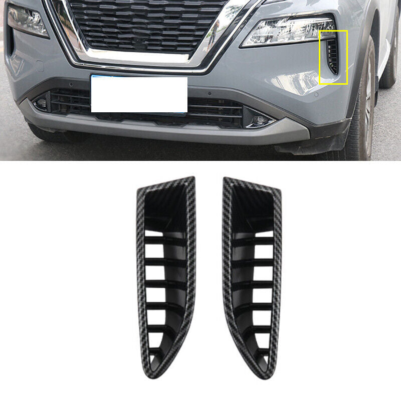 2X for Nissan Rogue 2021-2022 ABS Carbon Fiber Headlight Eyelid Vents Tirm