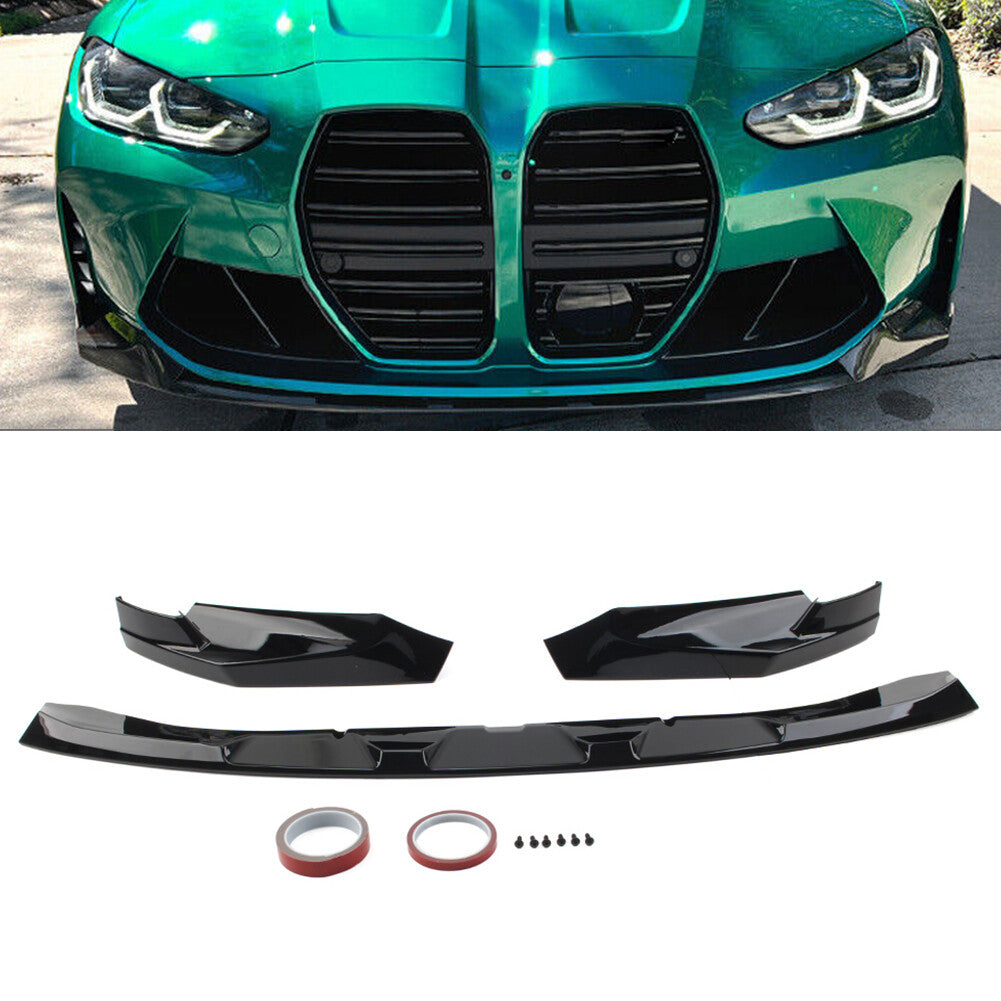 Front Bumper Lip Spoiler for BMW G80 M3 G82 G83 M4 2021-2023 Gloss Black cl