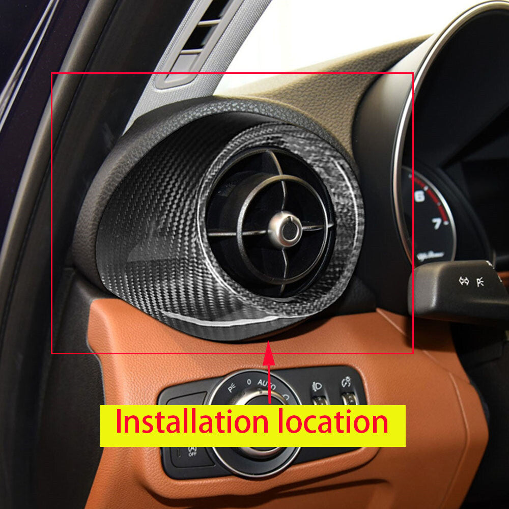3Color Carbon Fiber Side Air Vent Outlet Ring Trim for Alfa Romeo Giulia 2017-22