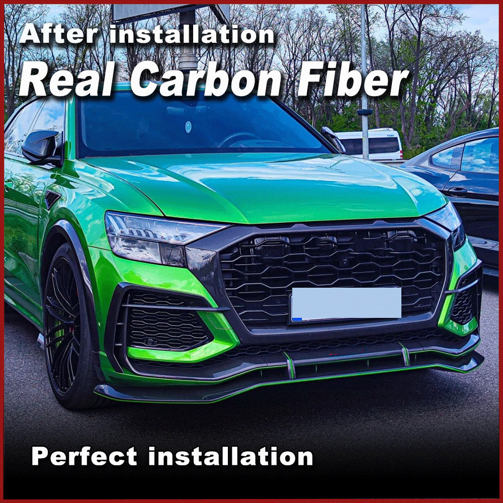 for Audi RSQ8 RS Q8 2020UP REAL CARBON Front Bumper Fins Splitter Air Vent Cover