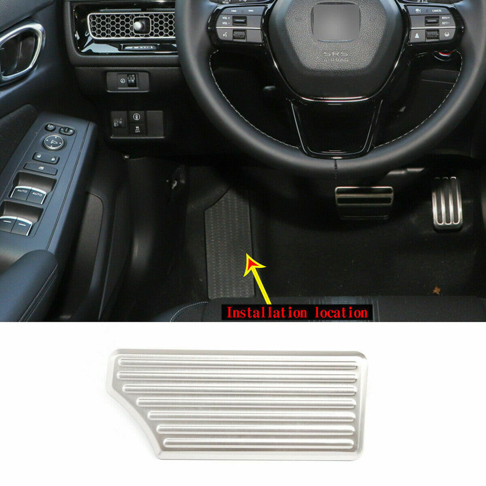 for Honda for Civic 22-2024 Silver Driver Left Foot Rest Pedal Plate Cover Trim 1PC