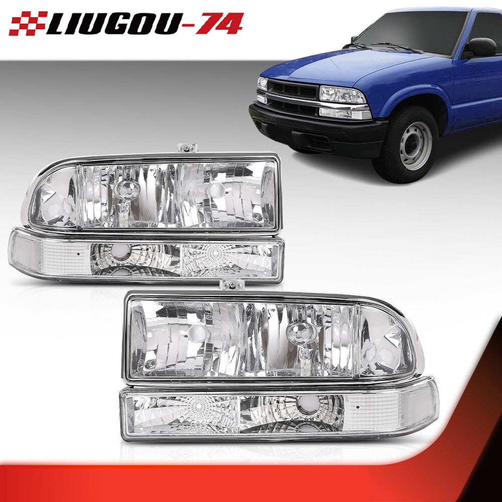 Suitable for 1998-04 for Chevrolet S10/BLAZER chrome-encased transparent corner headlight assembly