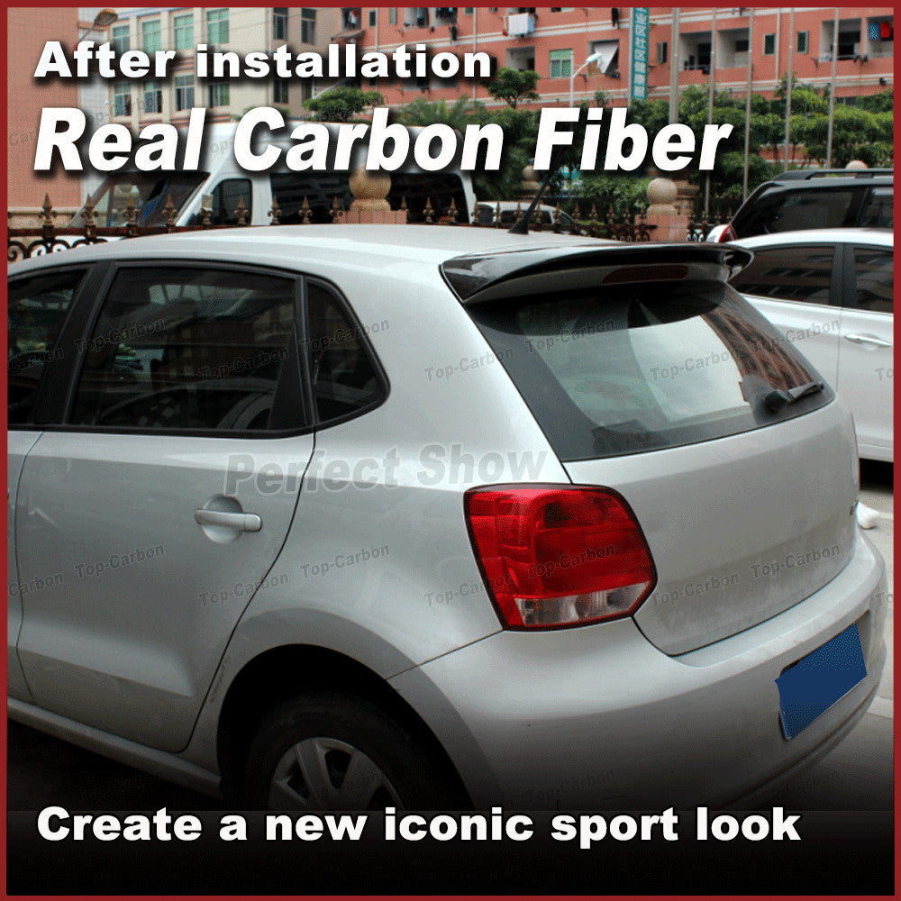 REAL Carbon Rear Roof Boot Window Spoiler Wing for Volkswagen Polo 6R 6C 2013-17