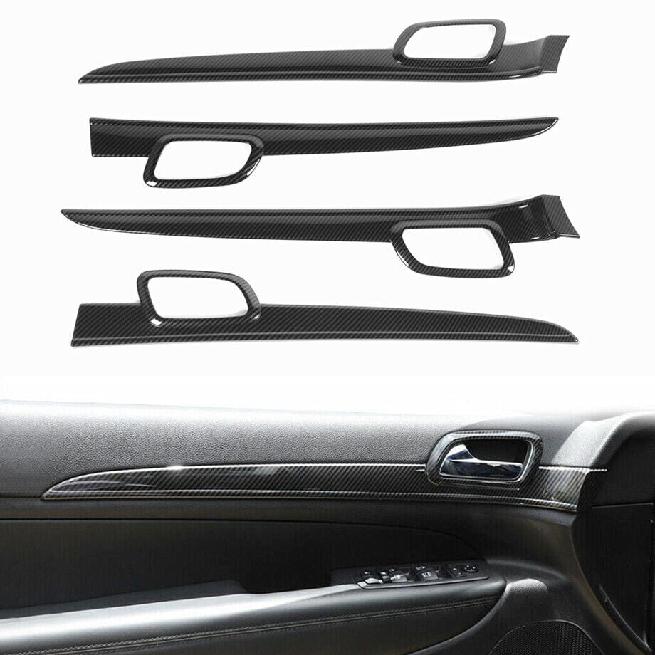 For 2011-20 for Jeep Grand Cherokee Carbon Fiber ABS Inner Door Panel Strip Trim 4Pc