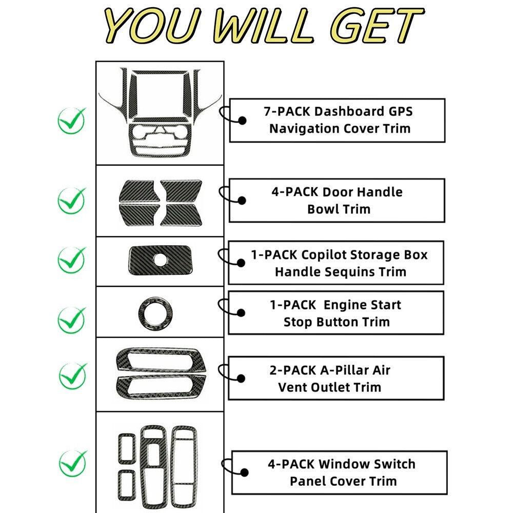 Inner Decoration Stickers Kit Cover Trim Set for Jeep Grand Cherokee 2011-2024