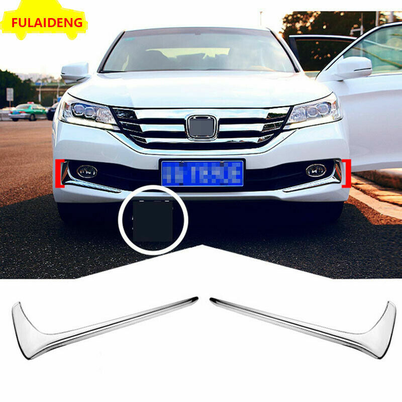 2P for Honda Accord 2014-2015 ABS Chrome Front Fog light Lamp Eyebrow Cover Trim