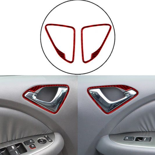 2x Red Carbon Fiber Front Door Handle Frame Cover Trim for Honda Odyssey 2005-10