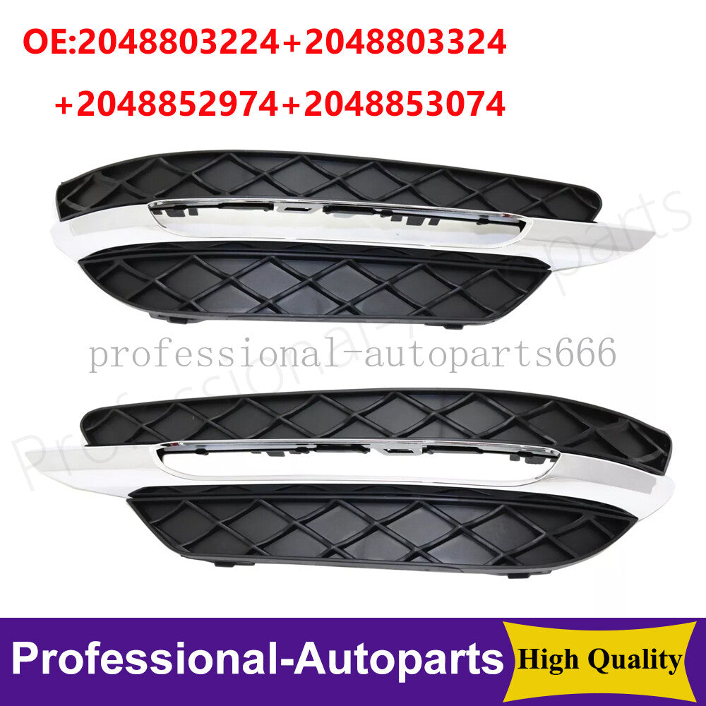 4-Piece L+R Daytime Running Light Insert Frame Grille Trim for 12-14 for Mercedes C250