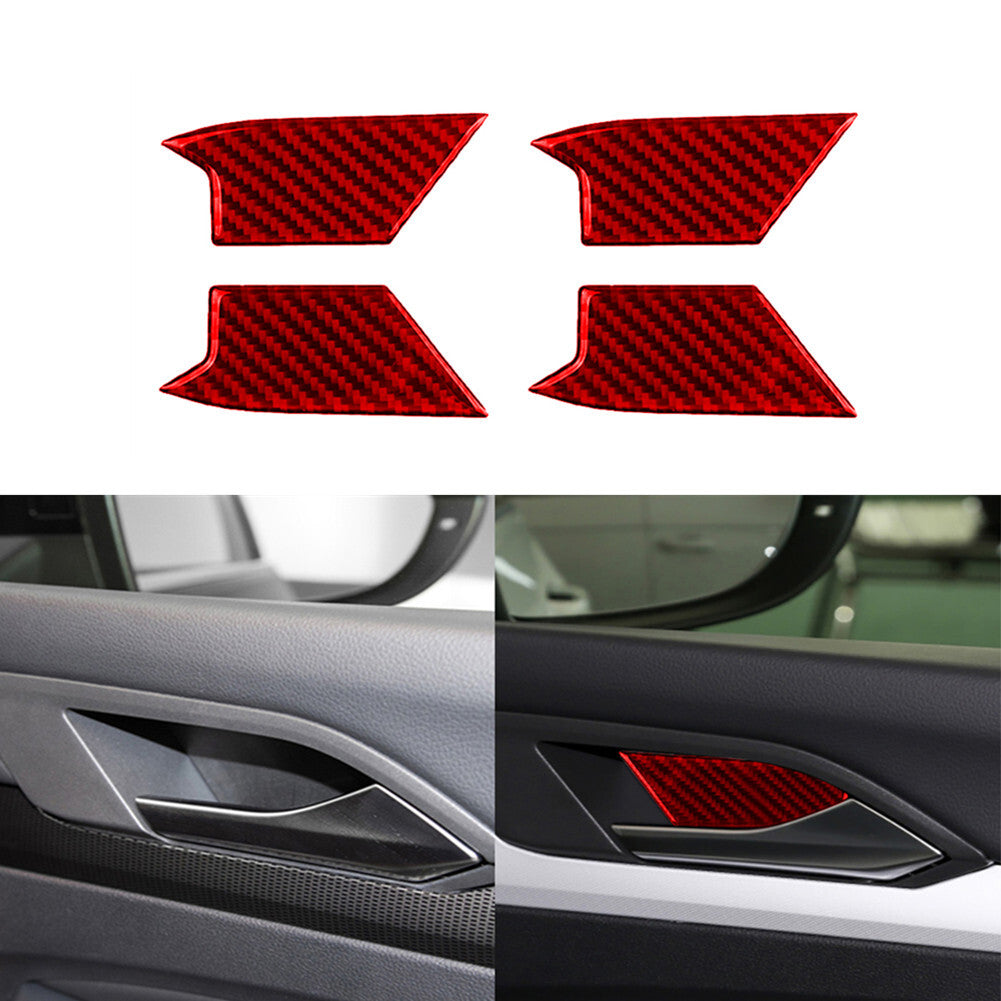 Red for VW for Golf 8 MK8 GTI 2021 Carbon Fiber Interior Door Handle Bowl Cover Trim