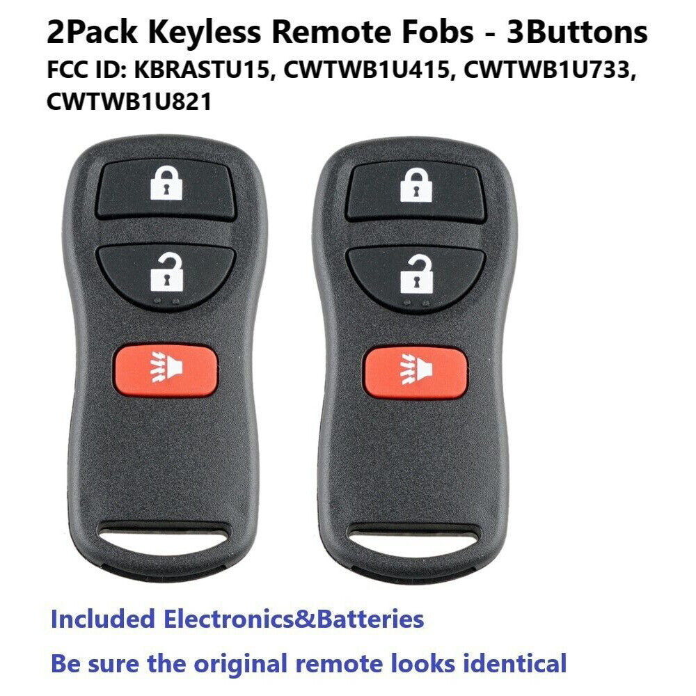 2-Piece Starter Remote Keyless Keychain for Nissan CWTWB1U415 and CWTWB1U733 3B