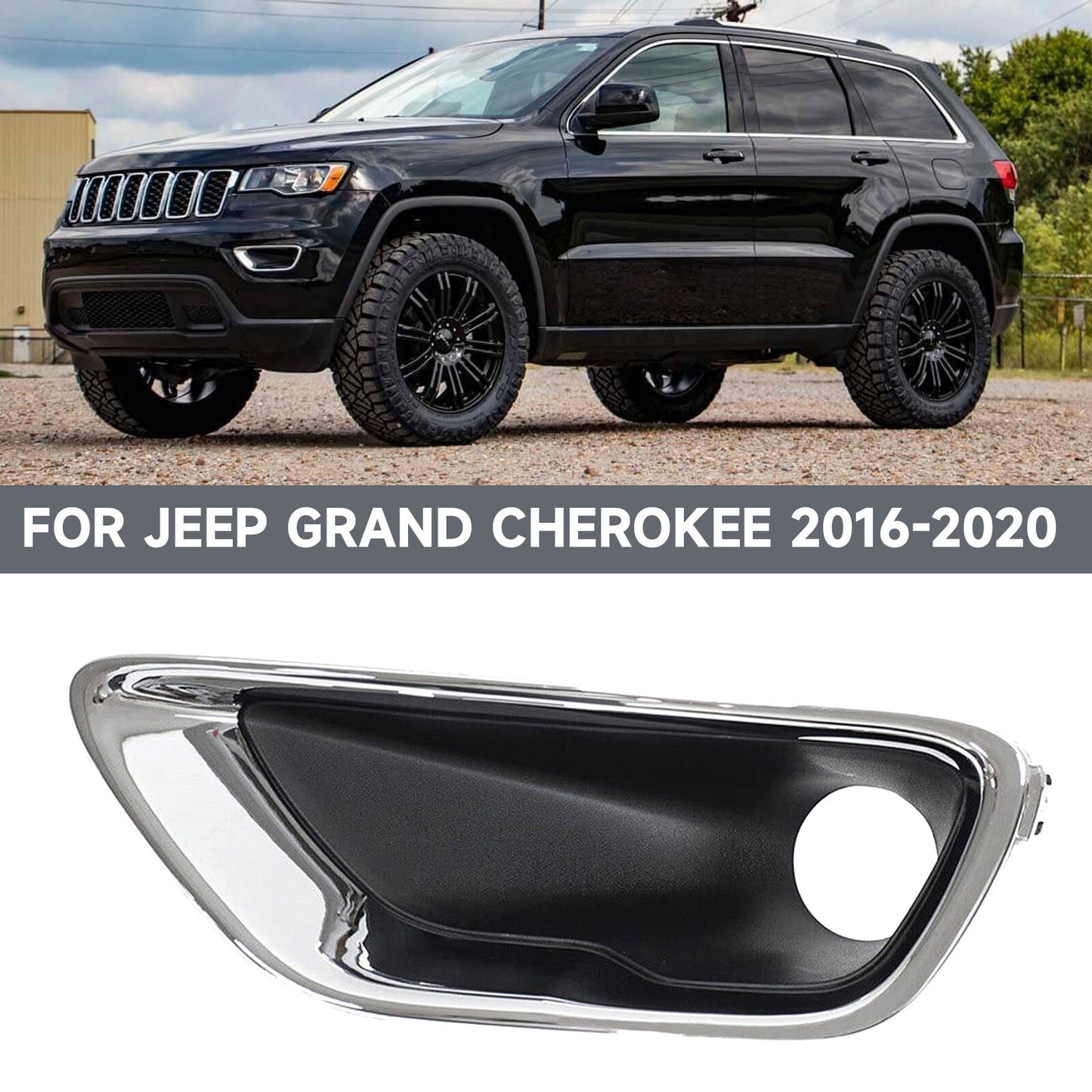 Left Front Bumper Fog Light Lamp Bezel Cover for Jeep Grand Cherokee 2016-2020