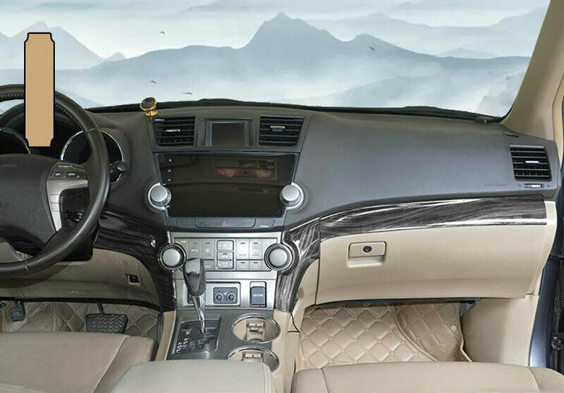 for Toyota Highlander 2008-2013 Black Wood Central Console Dashboard Strip Trim