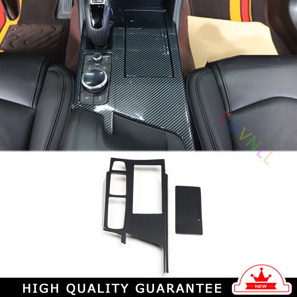 Console Gear Shift Frame Cover Trim 2PCS for Cadillac CT6 2016-2020 Carbon Fiber