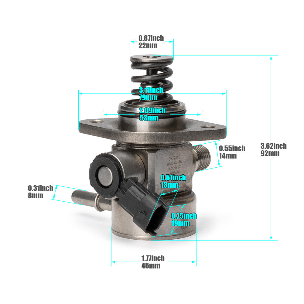 1X 35320-3C220 High-Pressure Fuel Pump for Hyundai and for Kia 3.3L and 3.8L Engines (2014-19 Silver)