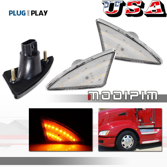 Plug and play transparent lens cab-side marking turn signal lights suitable for Kenworth 2008 - 2021