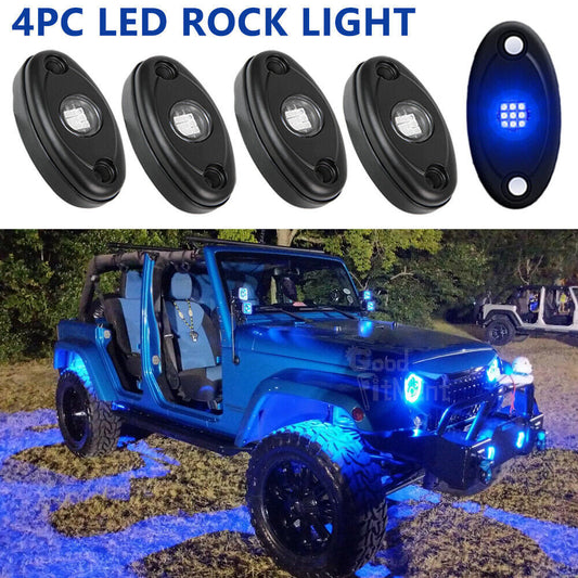 Blue LED Pods Rock Underbody Neon Wheel Light Waterproof for Jeep for Wrangler JK JL