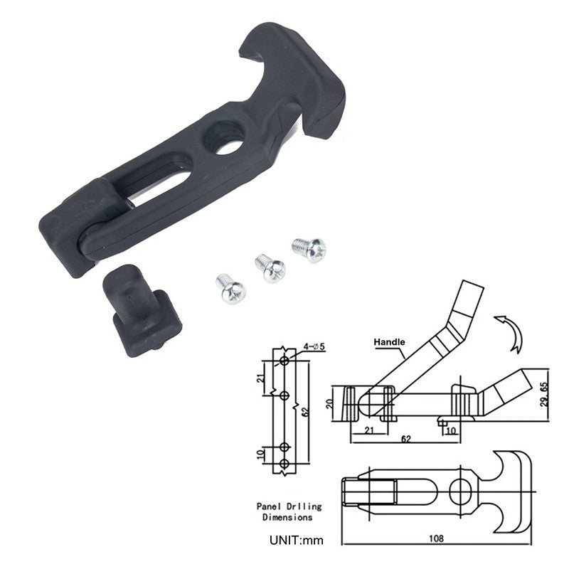 2Pack UV Resistance Rubber T-Handle Hasp Draw Latch Kit for RV Tool Box Cooler