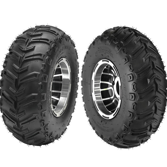 2-pack 16x8-7 all-terrain vehicle (UTV) wheels and tires, 16x8.00-7 go-kart tires with 3 lugs.