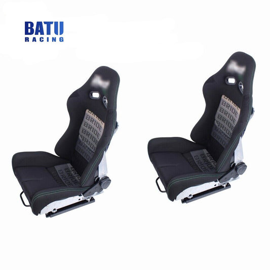 1Pair BRIDE Seats Low Max JDM Racing Seats+BRIDE Back Cushion+Side Mount Sliders