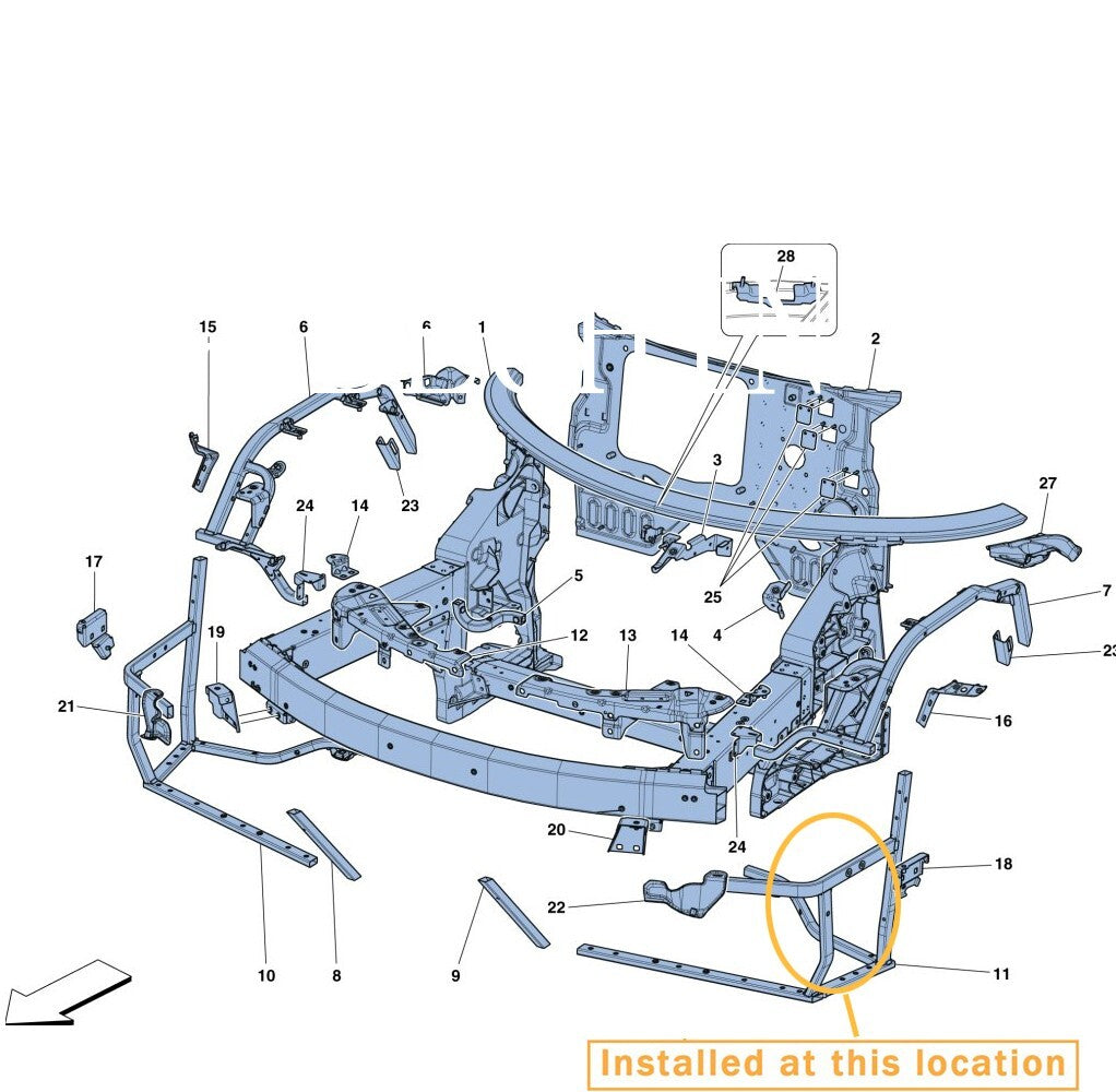 for Ferrari for 488 GTB Spider front subframe left bracket : 86107200