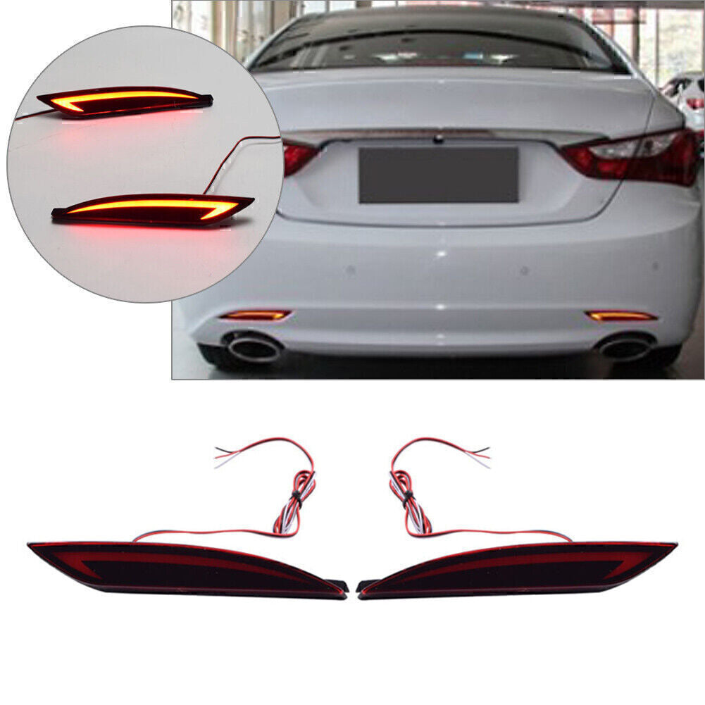 Red LED Lens Rear Bumper Reflector Brake Tail Light Fit for Hyundai Sonata 8th 11-14
