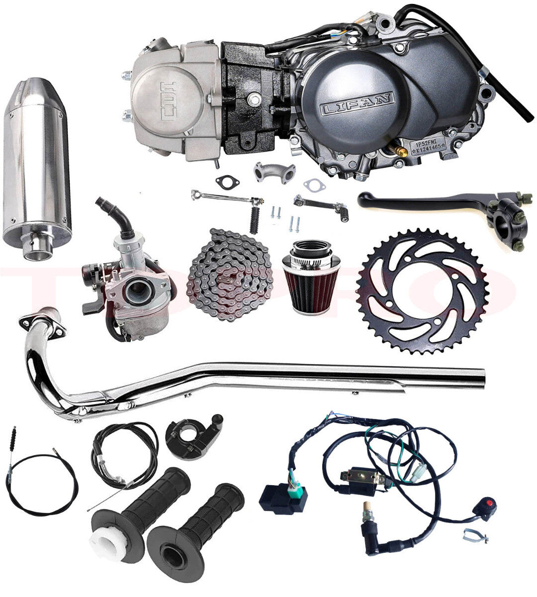 for Lifan 125cc engine motor kit for Pit bicycles, including Apollo, for Honda Trail, CT70, XR50, ATC70, and SSR110.